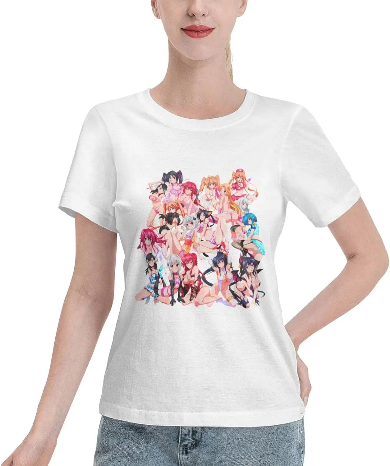 

Anime High School DxD T Shirt Womens Summer Cotton Tee Round Neck Tops Casual Short Sleeve Shirts