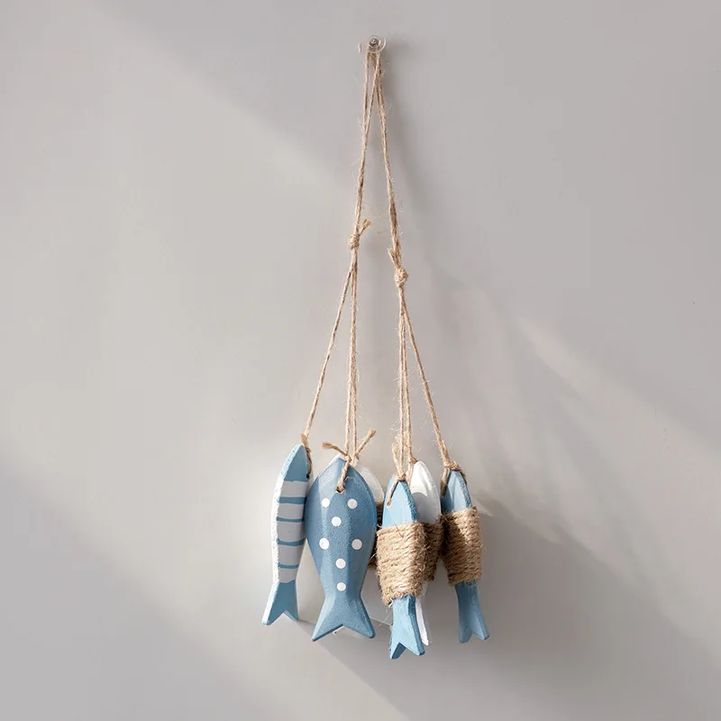 Novo pingente de corda com peixe de madeira! Perfeito para fundo de rede de pesca estilo oceano, decoração de cortina, arte de parede para jardim de infância, fofo e vívido.
