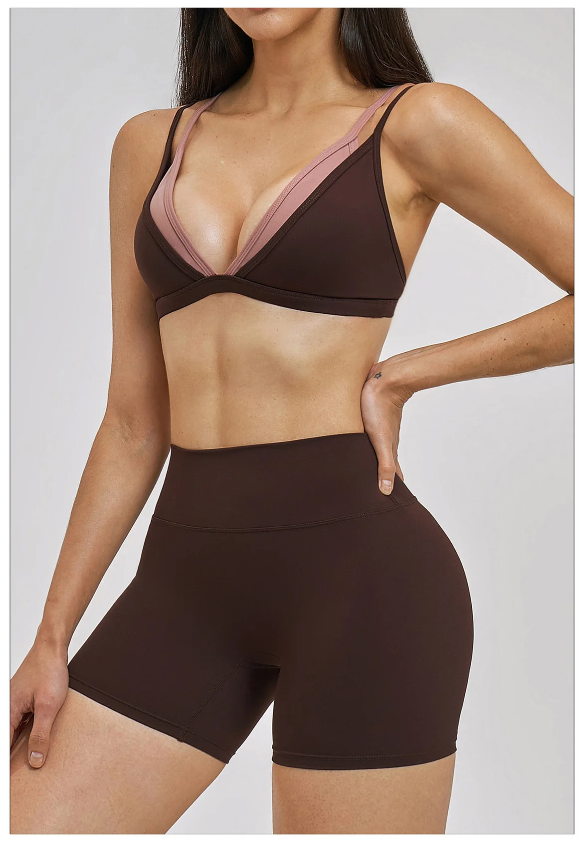 Contrast Color Backless Yoga Bra Cloud Feeling Fake Two Pieces Gym Sports Top Quick Dry Outdoor Workout Fitness Running Bra 2