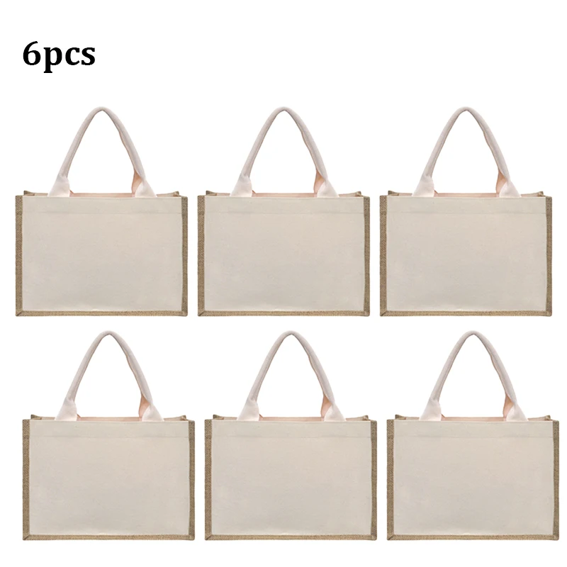 4/6/8PCS Blank DIY canvas Linen Patchwork Women\'s Handbag Waterproof Inside Large Capacity Can be Worn on One Shoulder