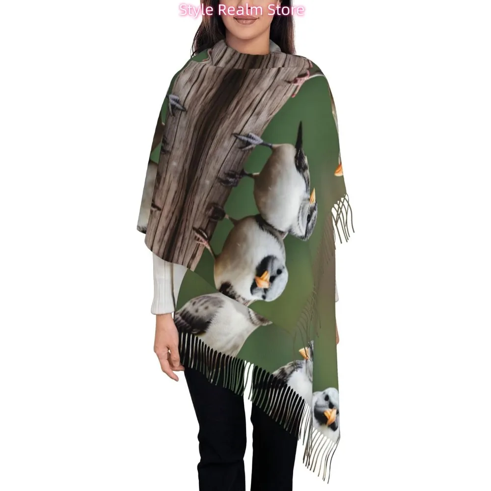 

Шарф из полиэстера с принтом «Три птицы», дышащий модный аксессуар для путешествий и повседневной носки