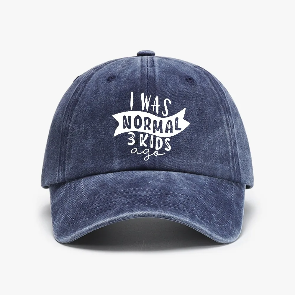 

I Was Normal 3 Kids Ago Letters Printed Lady Washed denim caps Distressed Golf hat Adjustable Baseball Cap