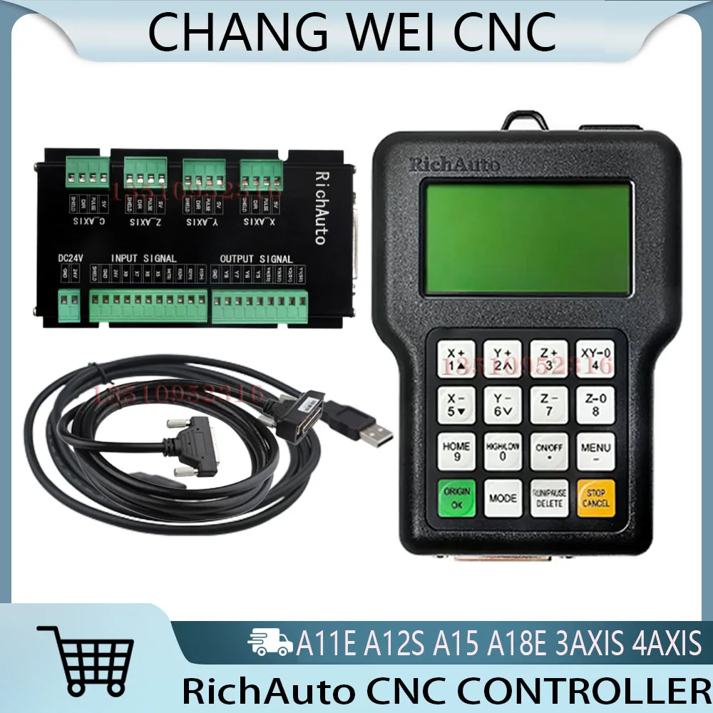 Sell Like Hot Cakes! Richauto Dsp A11e A12s A15 A18e Cnc Controller 3/4 Axis Usb Linkage Motion Control System Cnc Router