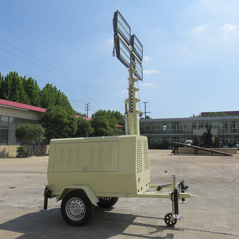 Diesel Lighting Tower Complete Safety Protection System Shockproof Base All-weather Engineering Night Illumination Equipment