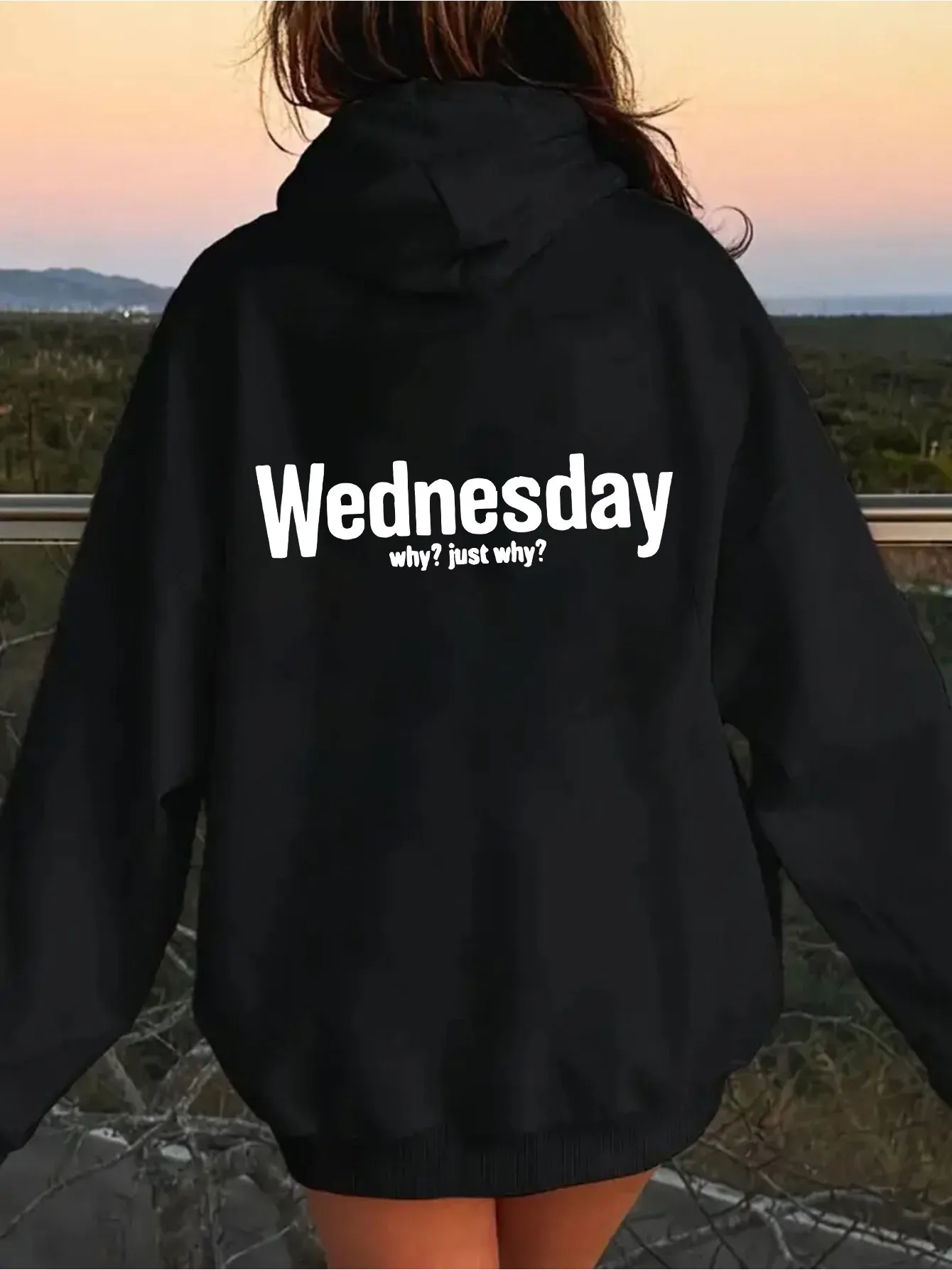 

Hoodie - Wednesday Why Just Why Printed Sweatshirt, suitable for all-season casual daily wear and formal occasions