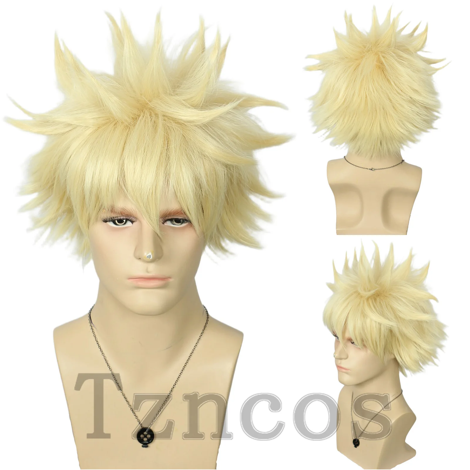 

Tzncos Anime My Hero Academia Cosplay Wig Short Light Blonde Heat Resistant Synthetic Hair