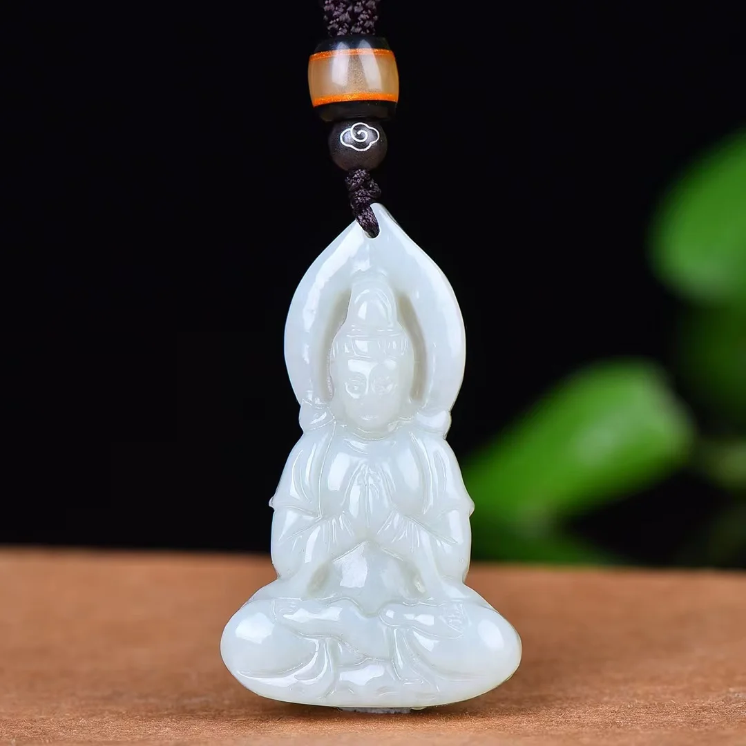 

Exquisite Hetian Jade Guanyin Pendant Jewelry 4043#