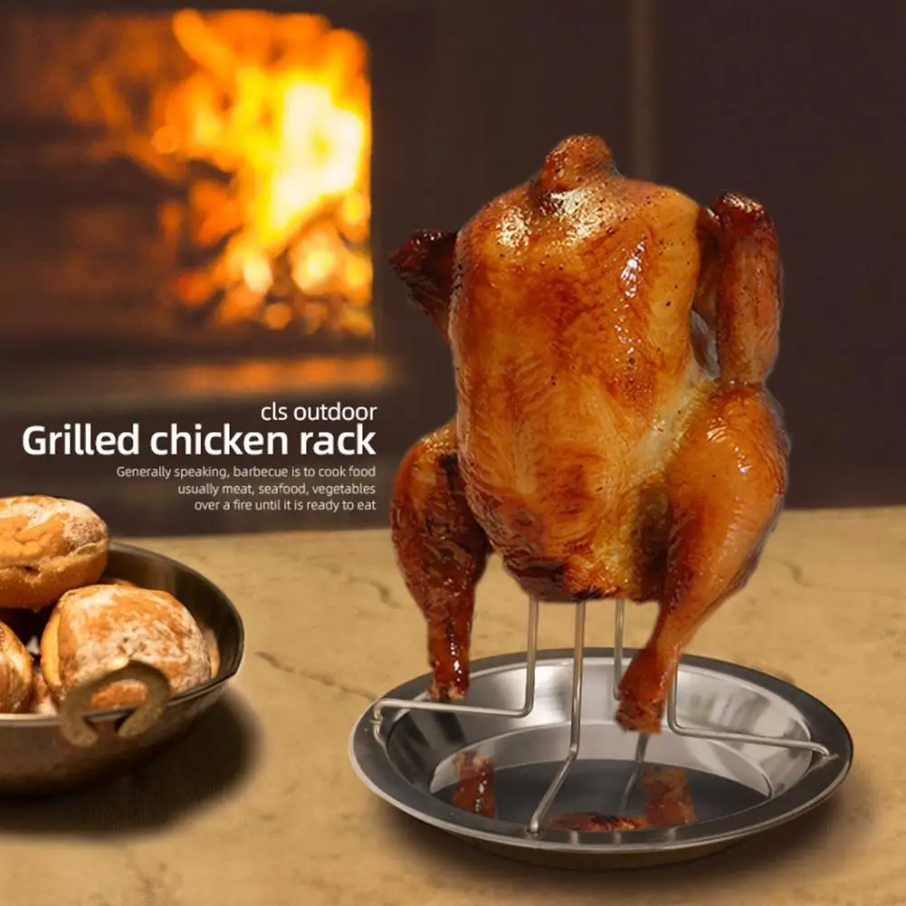 Stainless Steel Chicken Roasting Stand Vertical Chicken Rack Indoor Outdoor Cooking Tool Chicken Stand for Grill Oven Smoker