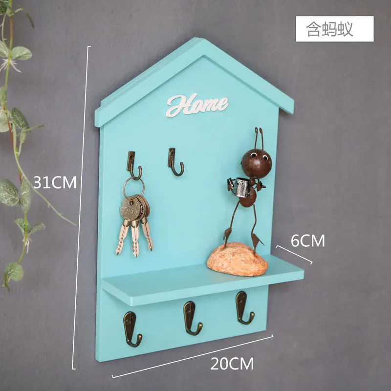 American Style Small House Key Box Porch Pendant Decorations Wall Hanging Key Storage Rack Shelf Home Door Hooks Decoration