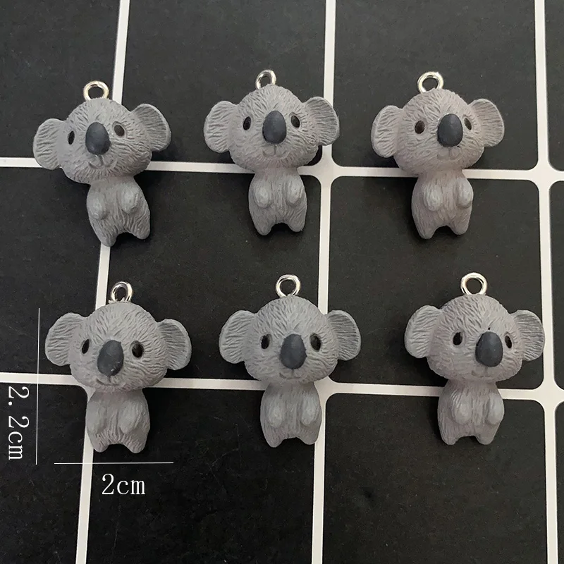 10pcs Kawaii Small Gray Koala Earring Charms 3D Animal Crafts Pendant For Keychain DIY Jewelry Make