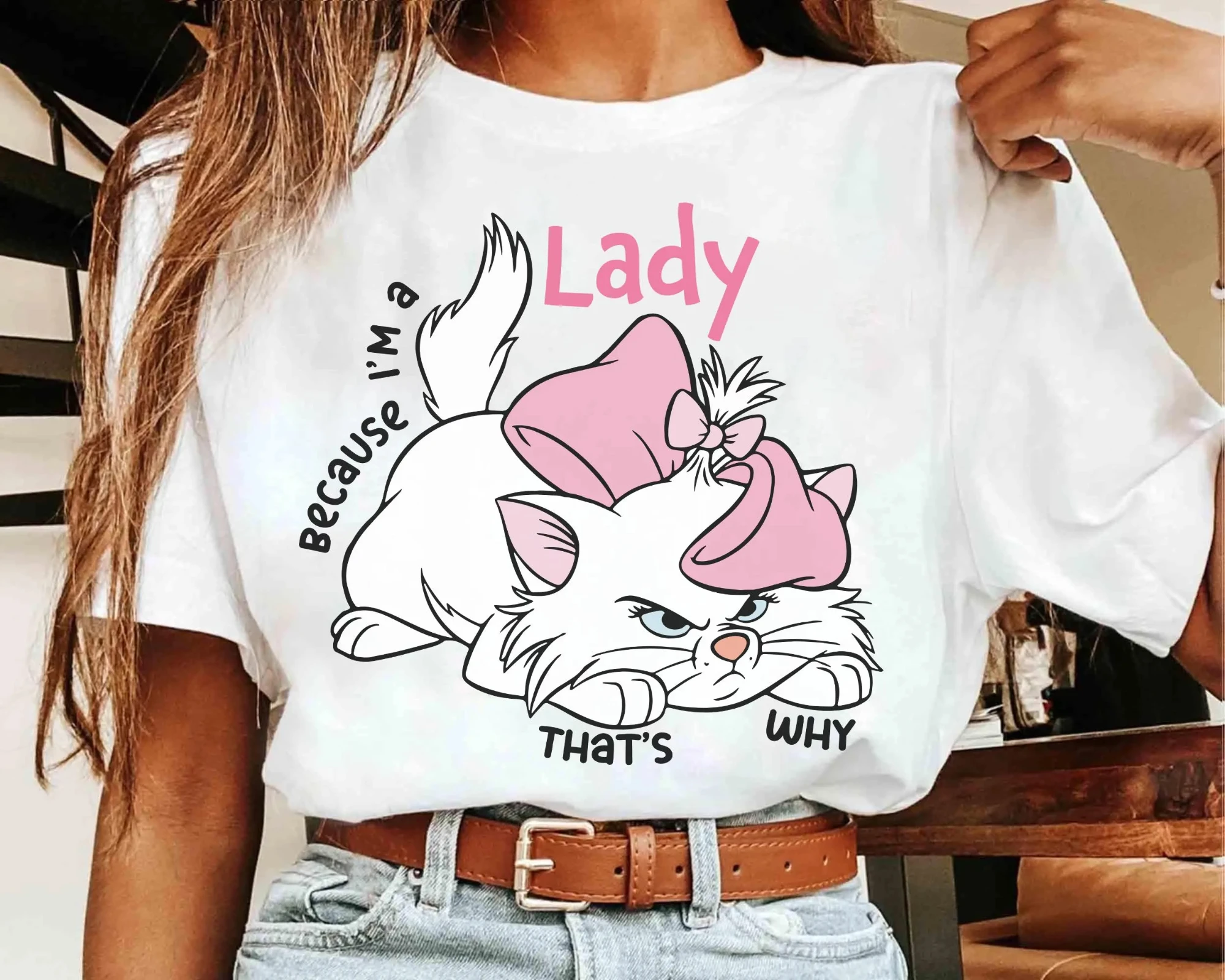 مينيسو ديزني أرستوكاتس ماري القط قميص القط لأنني سيدة ديزني لاند رحلة قميص القط عاشق قميص ديزني لاند الأسرة المحملة #1