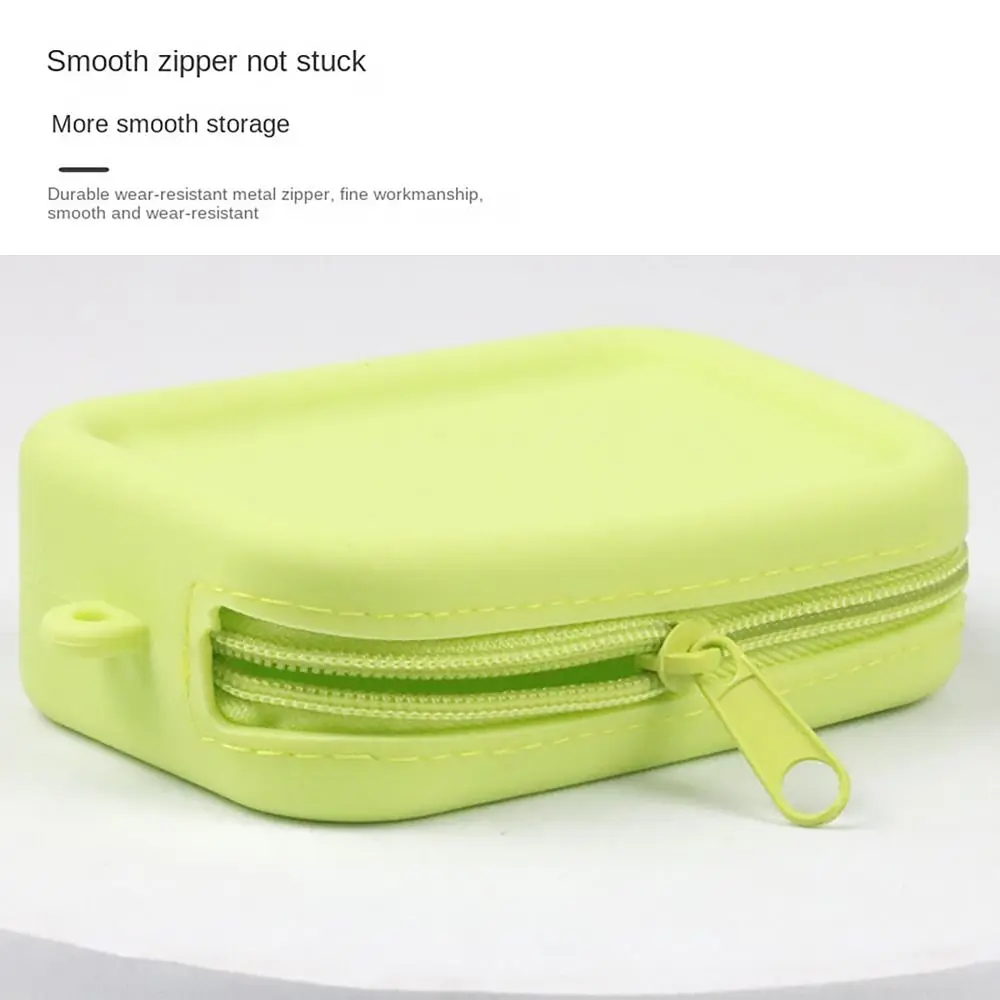 Silicone Organizer Cosmetic Bag Vintage Waterproof Smooth Zipper Earphone Bag Macaron Color Wallet Coin Purse Students