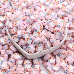 20pcs Pink Unicorn Beads Cute polymer Clay Spacer Beads For Making Bracelet Necklace Jewelry Phone Chain Craft Diy Accessories