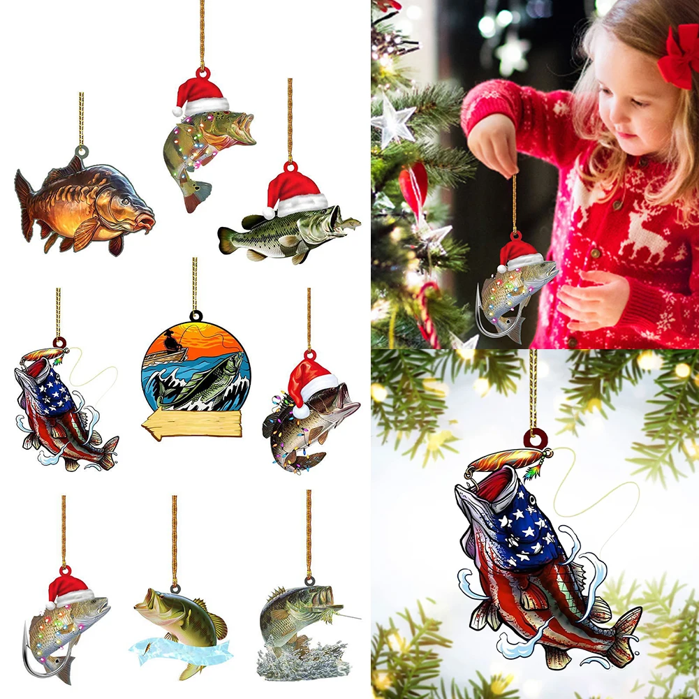 Christmas Tree Decoration Realistic Fishing Decor Decorative Festival Theme for Holiday Party Decor