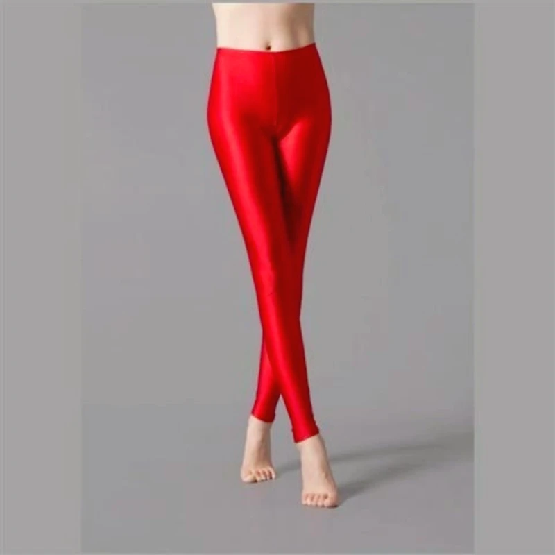 Calças de virilha invisível primavera e verão calças fluorescentes brilhantes justas leggings de tamanho grande são sexy e convenientes para