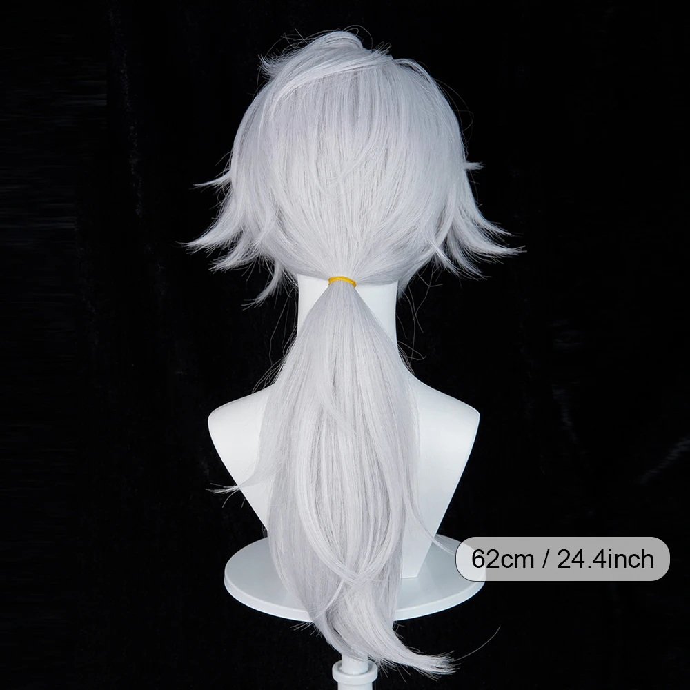 Silver Long Straight Synthetic Wigs Middle Part Anime Game Cosplay Fluffy Heat Resistant Wig for Daily Party