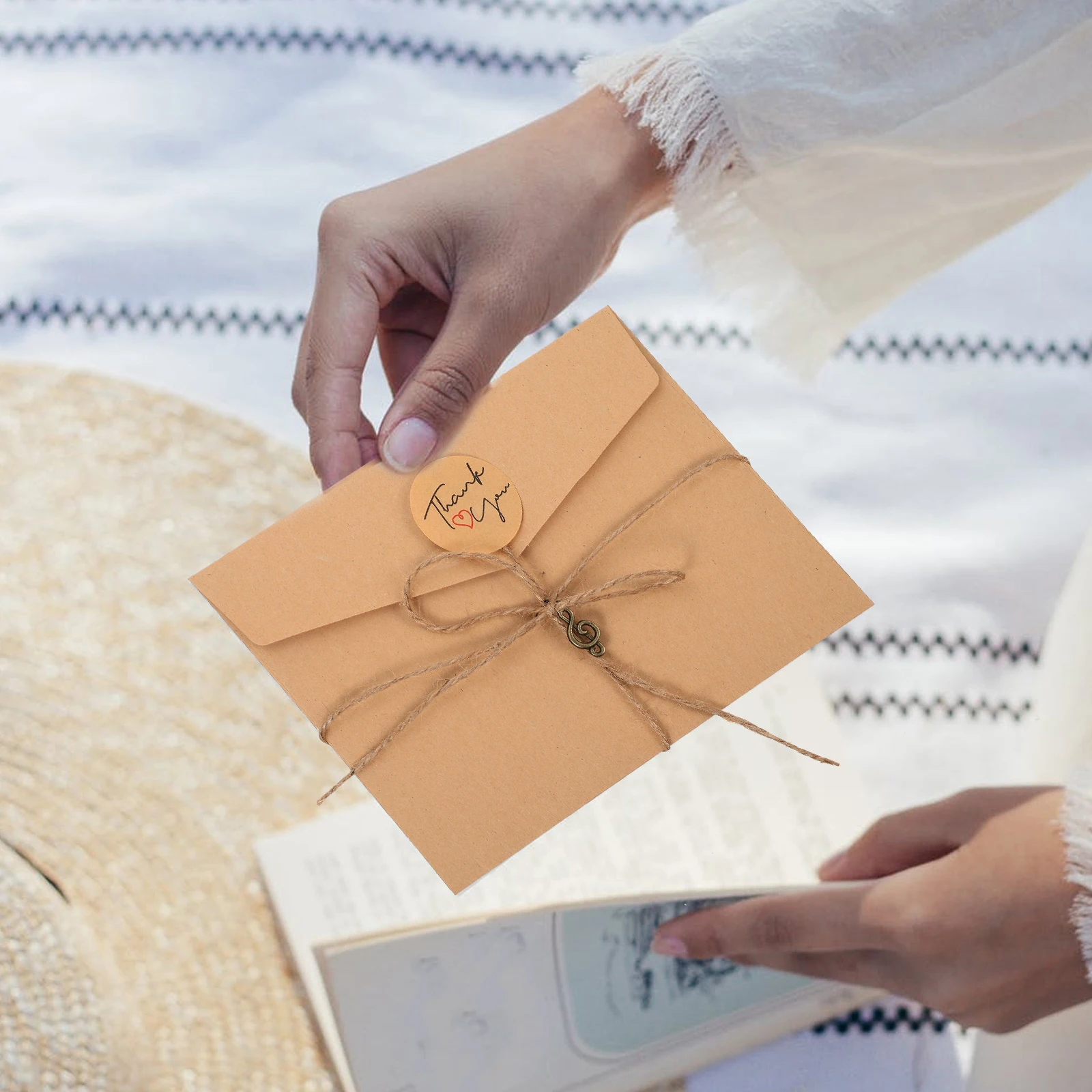 

3 Sets Vintage Envelope Letter Paper Stationery Kit Writing Papers Hemp Rope for Valentines Day Gifts
