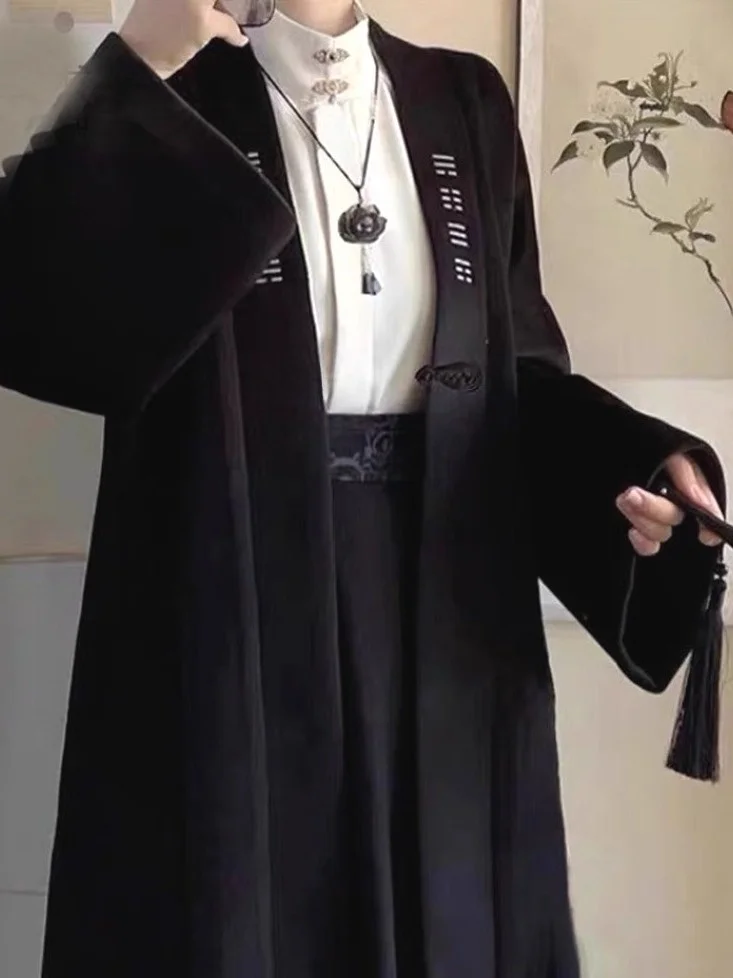 

Embroidered Shirt Collar Open Cardigan Long Sleeve Youth Fashion Loose Fit Men's Outerwear Traditional Chinese Style Coat