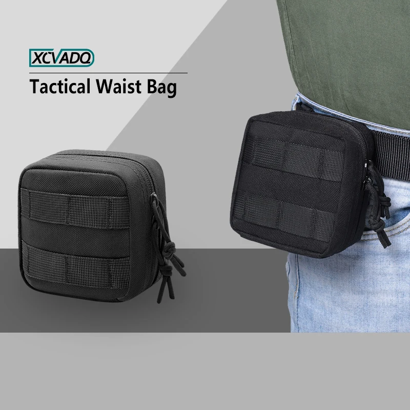 1pcs Small Tactical Pouch,Micro Utility Pouch,Removable Clear ID Pocket Mini Knife Compass Flashlight Card Storage Bag Belt