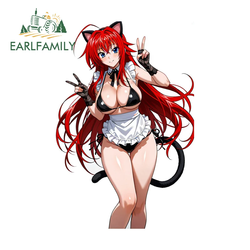 EARLFAMILY Rias Gremory Furry Sex Cat Creative Car Stickers Hot Anime Item Windshield Decals High Quality Car Refrigerators
