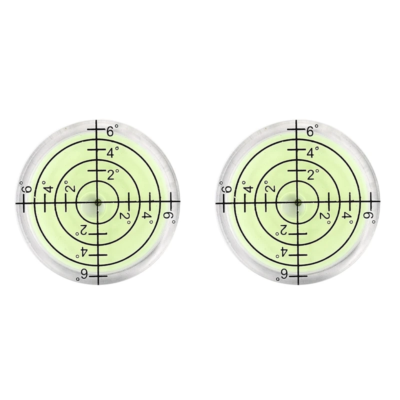 2 Pcs 32X7mm Acrylic Bullseye Bubble Level Round Level Bubble Accessories, Green