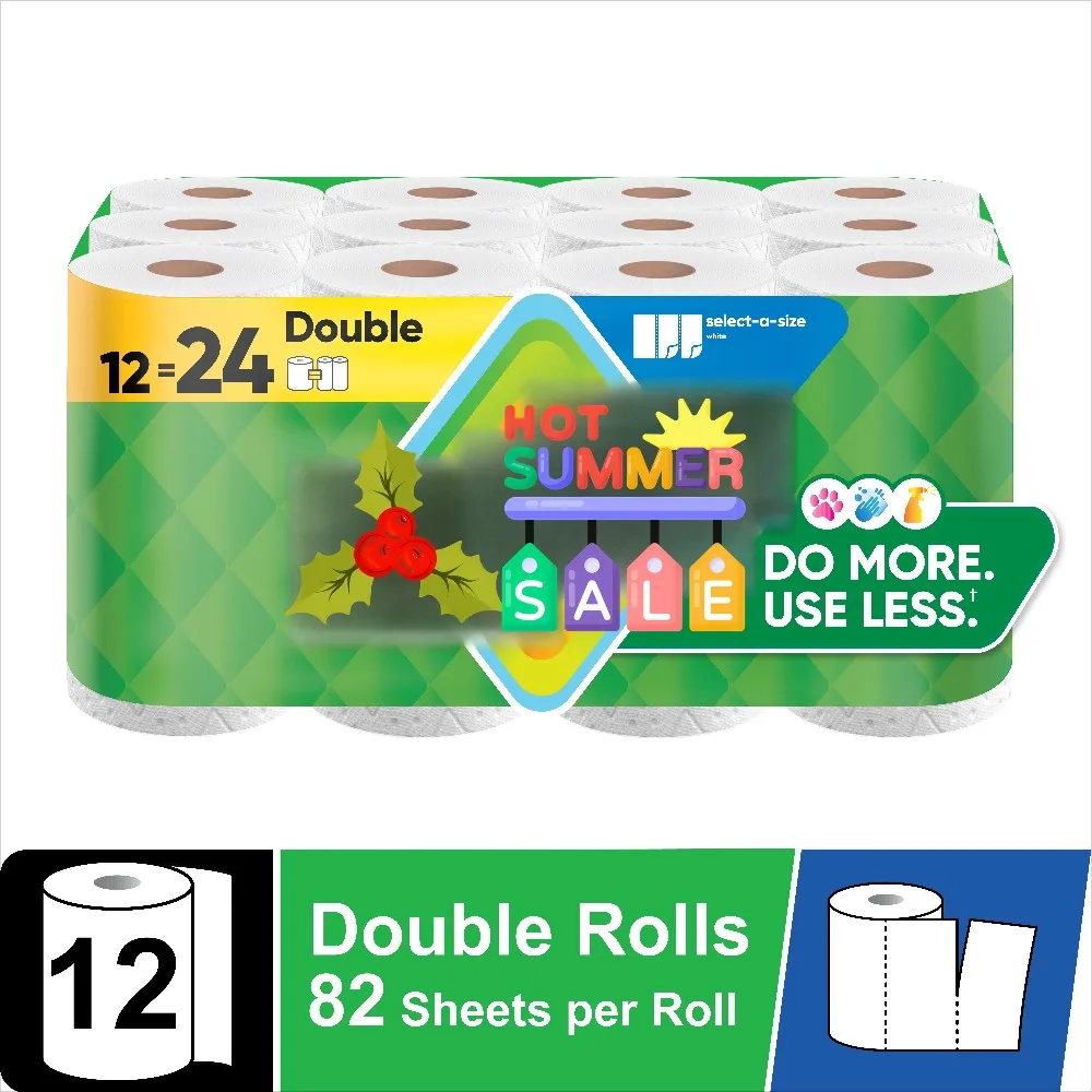 

Бумажные полотенца Bounty Select-A-Size, белые, 12 двойных рулонов, 82 листа в рулоне