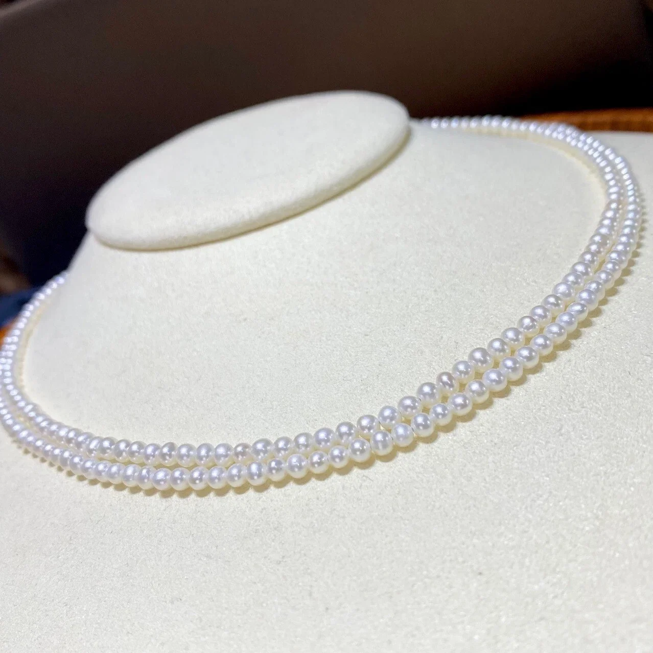 

2-Row AAAA 5-6mm Round Natural South Sea White Pearl Necklace 14K/16-18 inch/18-20inch