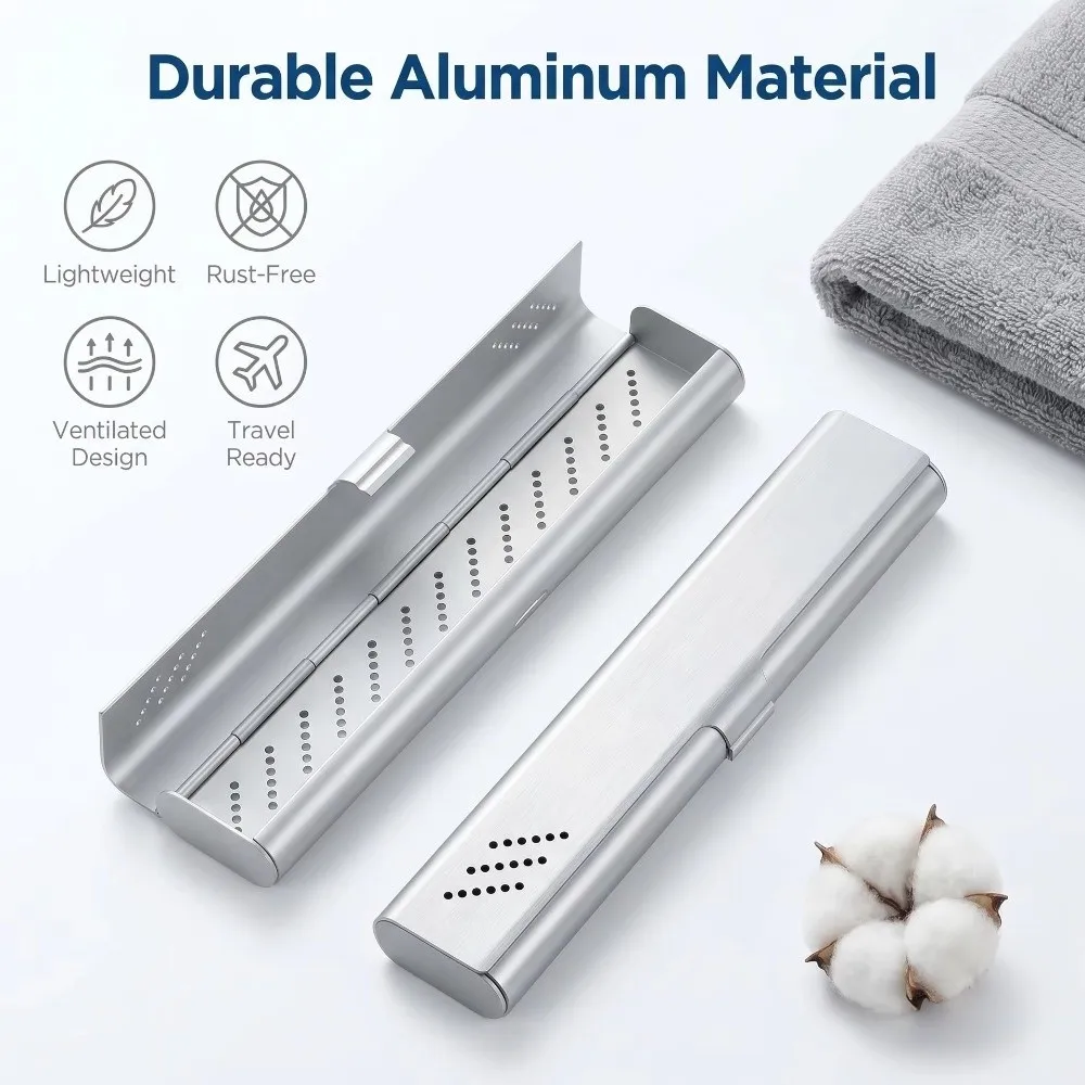 Aluminum Material Aluminum Toothbrush Case Durable Construction Portable Size Travel Toothbrush Holder Empty Design