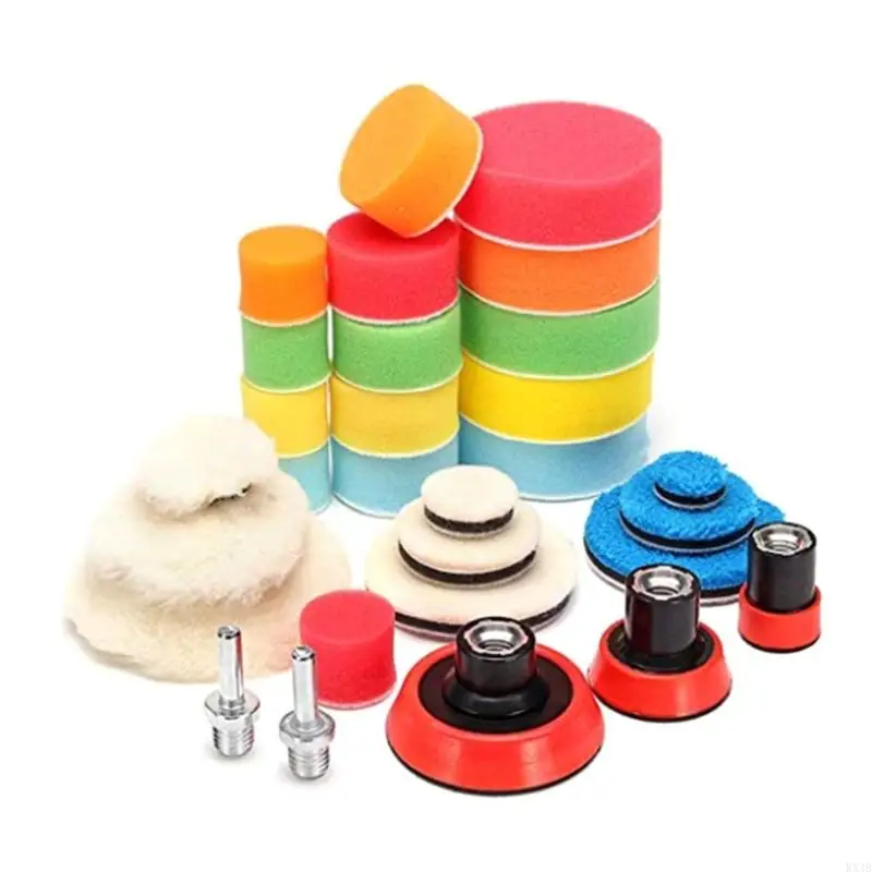 

KX4B 29pcs/set Car Polishing Pad Long Wool Polishing Pads Electric Drill