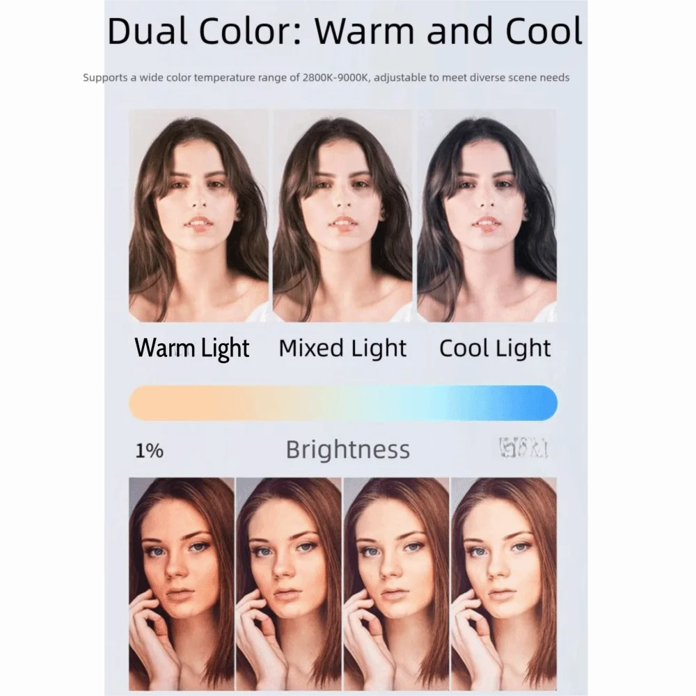 40W Power Handheld Fill Light 2800-9000K With Fan Portable Selfie Lamp Flicker-Free Adjustable Color Temperature