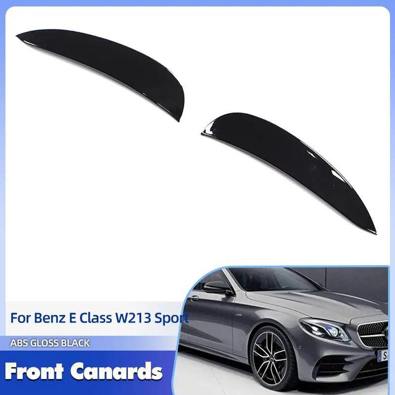 

Car Front Bumper Canards ABS Gloss Black for Mercedes-Benz E Class W213 Sport E200 2016-2019 Front Vent Flaps Fins Carbon Look