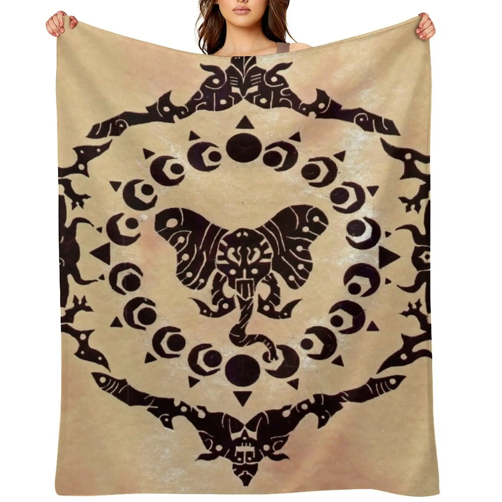 Elephant Compass Throw Blanket Picnic decorative Soft Big Hairy Bed Fashionable Tourist Blankets