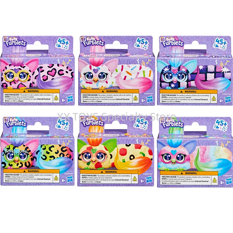 

DJ Furblets Furby Mini Electronic Plush Toy with Sound Effects & Music Berry-Cup-Cake Rain-Bow-Kat Children Interactive Toys