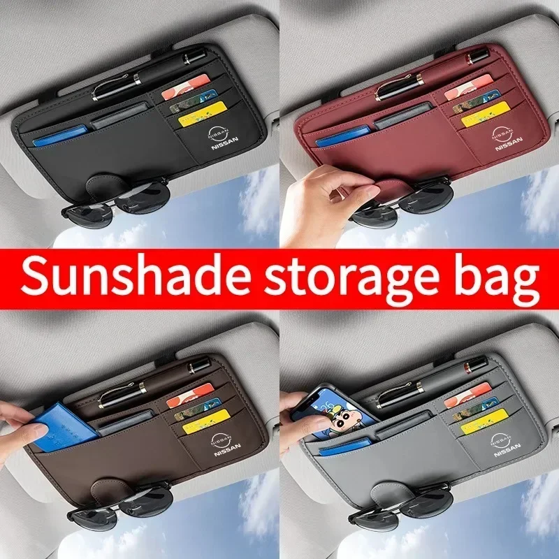 Car Glasses Clip Sun Visor Storage Bag for Nissan X-trail Serena Almera Altima Teana Sylphy Qashqai Elgrand Leaf Accessories