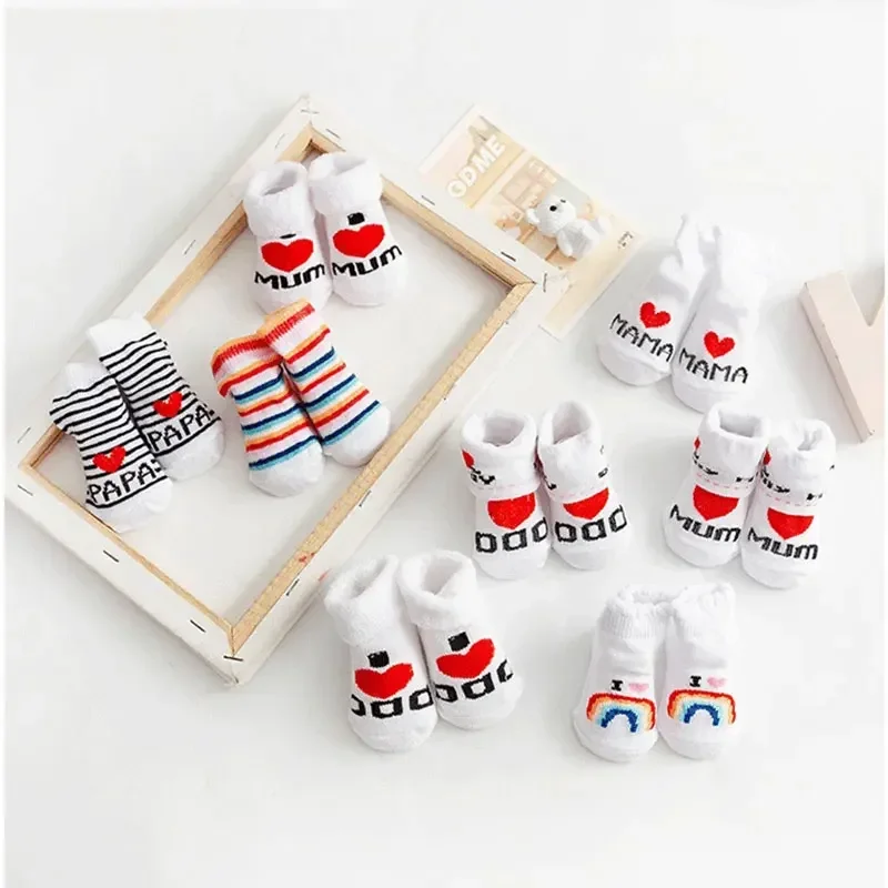 Spring Autumn Baby Girls Boys Cotton Soft Socks for Newborn Toddler Letter Printed Infant Warm Thermal Clothes Accessories