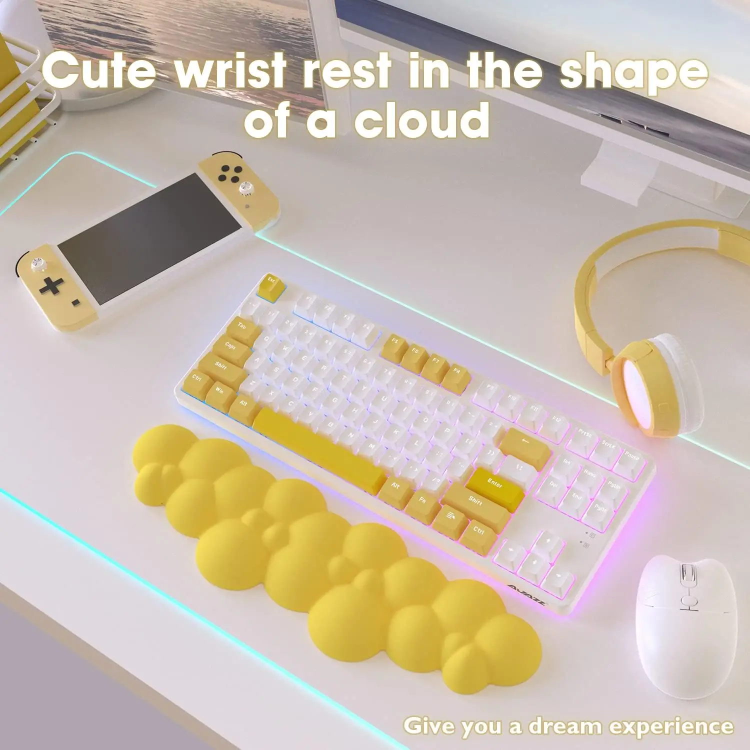 Gaming Keyboard Wrist Rest Pad,Memory Foam Keyboard Palm Rest, Ergonomic Hand Rest,Wrist Rest for Computer Keyboard,Laptop,Mac,Lightweight for Easy Typing Pain Relief
