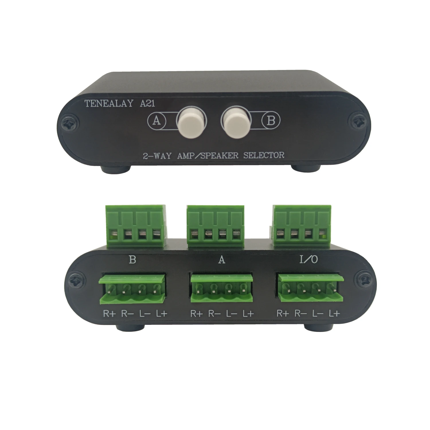 2-Way Stereo Amplifier Speaker Selector, AB Speaker Switch 2 Zone Distribution, Power Amp Switcher Box, SPK Controller A21