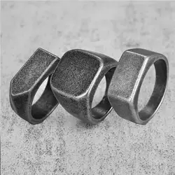 Vintag Steel Ring Square Flat Top 316L Titanium Steel Blank Plain Men Ring Personality Jewelry Smooth Surface Jewelry Wholesale