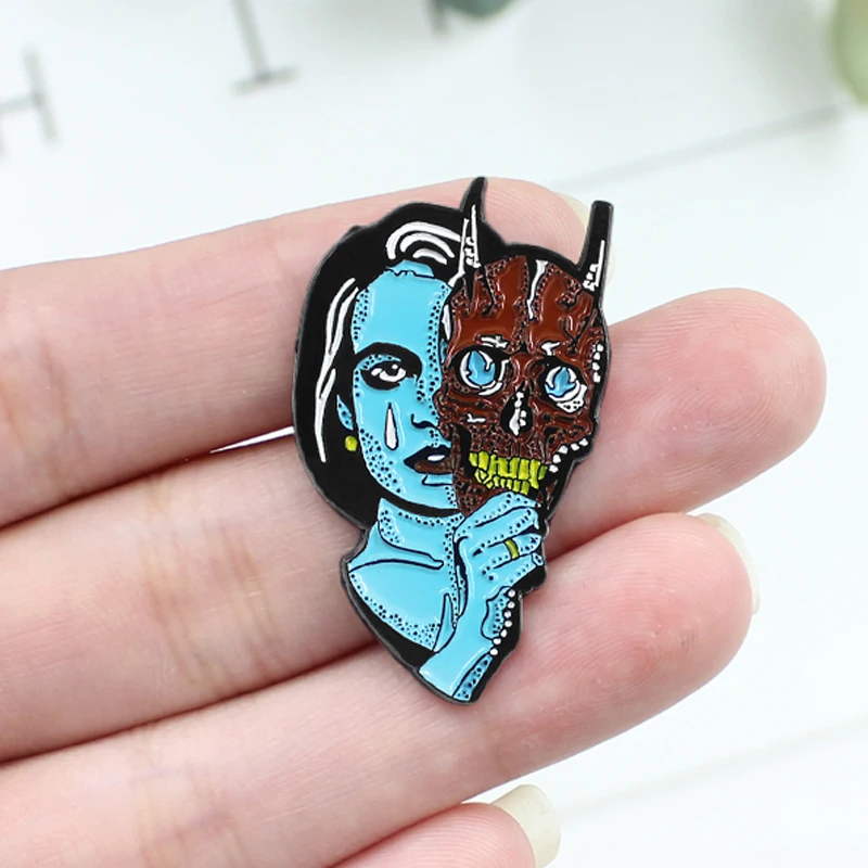angry Genitals Geisha Woman Eyeball Monsters Corpse Blue Alien Woman Start Today Letter Enamel pins Badge brosa Brooch Pin Girls