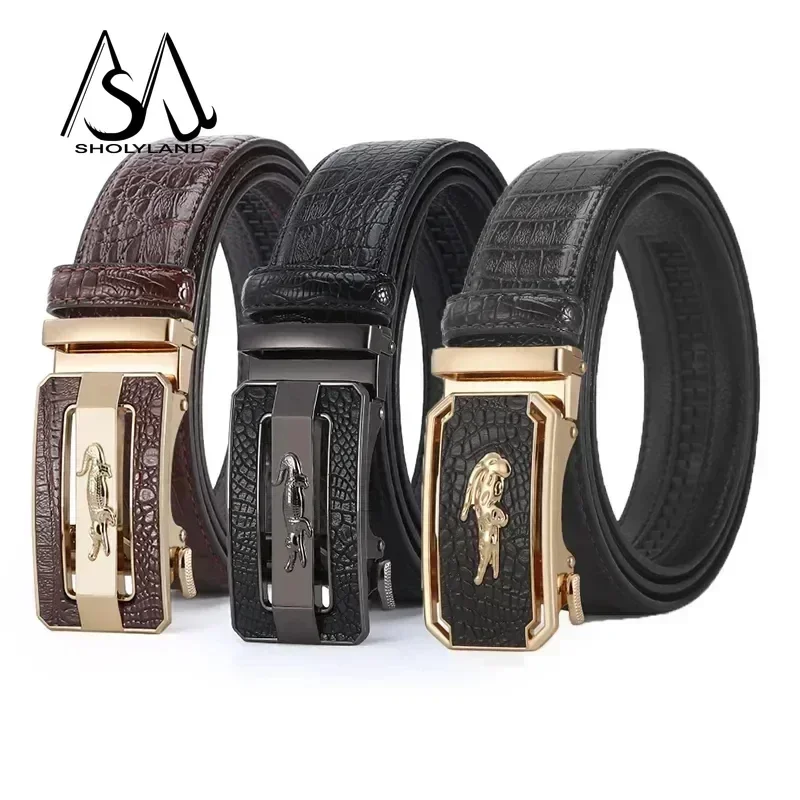 

New Business Men's Alloy Automatic Buckle Leather Men's Fashion Versatile Pants Jeans Brand Luxury Business Men's Belt