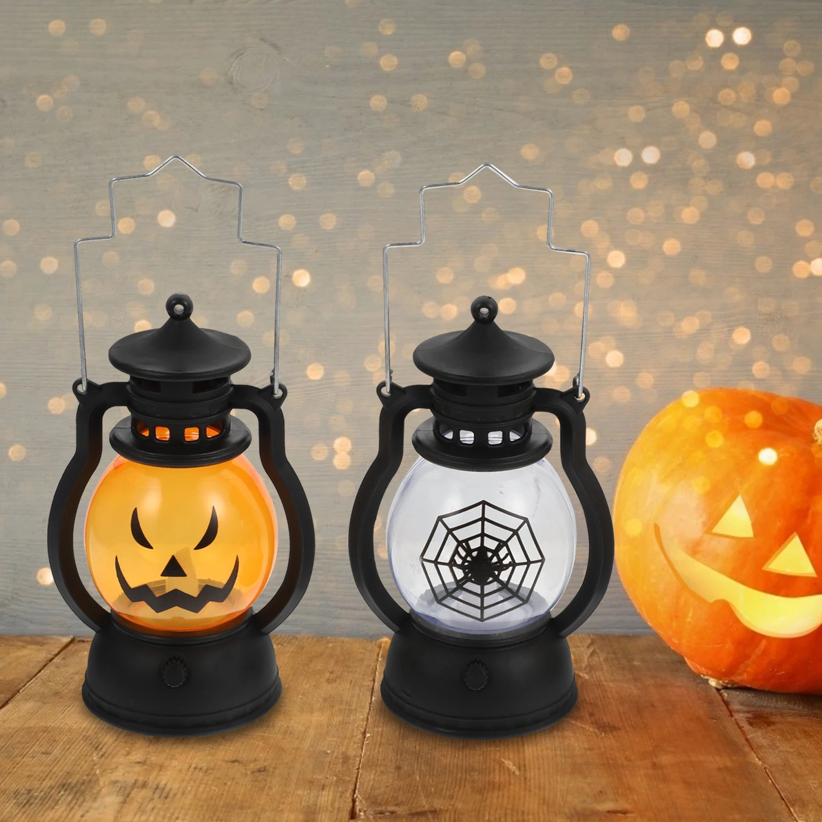 

6 Retro Halloween Pumpkin Lamp Lamp Decor Props C Light Halloween Party LED Plastic Lantern Decoration Photo Gifts