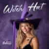 Women Halloween Witch Hat, 6 Styles Black Orange Purple Pointed Witch Hats with Spider Web Lace, Flower, Feather and LED Light Decor, Halloween Party Cosplay Costume Accessory 7