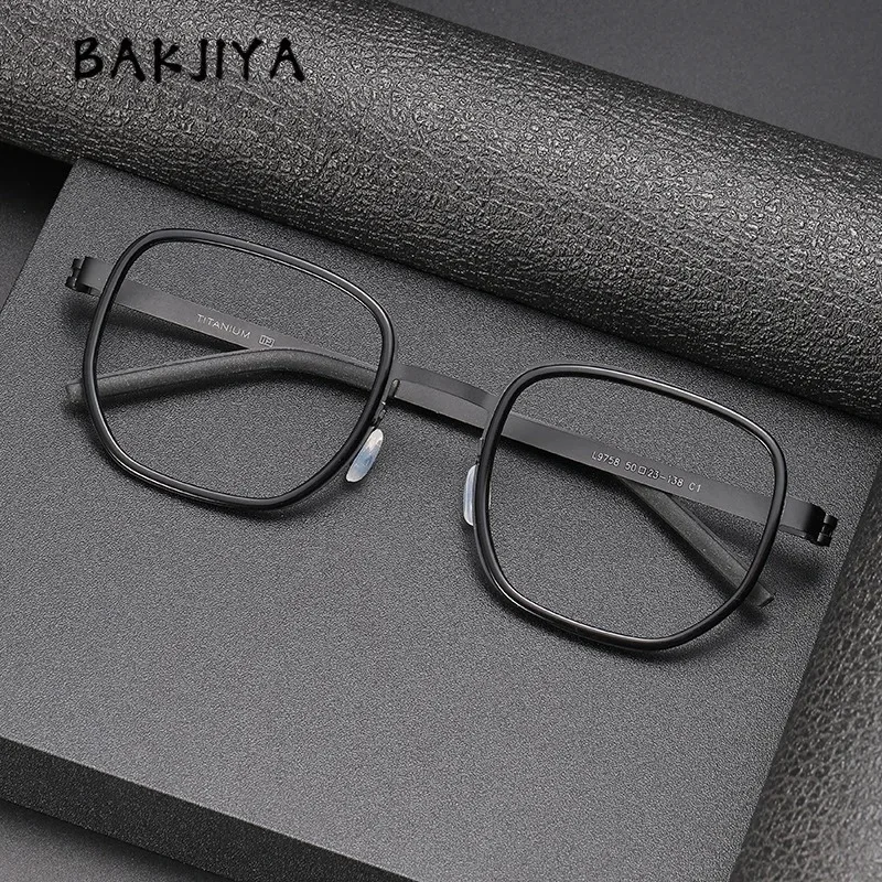 

Denmark Pure Titanium Retro Polygonal Eyeglasses Frame Men Ultralight Prescription Glasses Full Rim Screwless Eyewear Spectacle