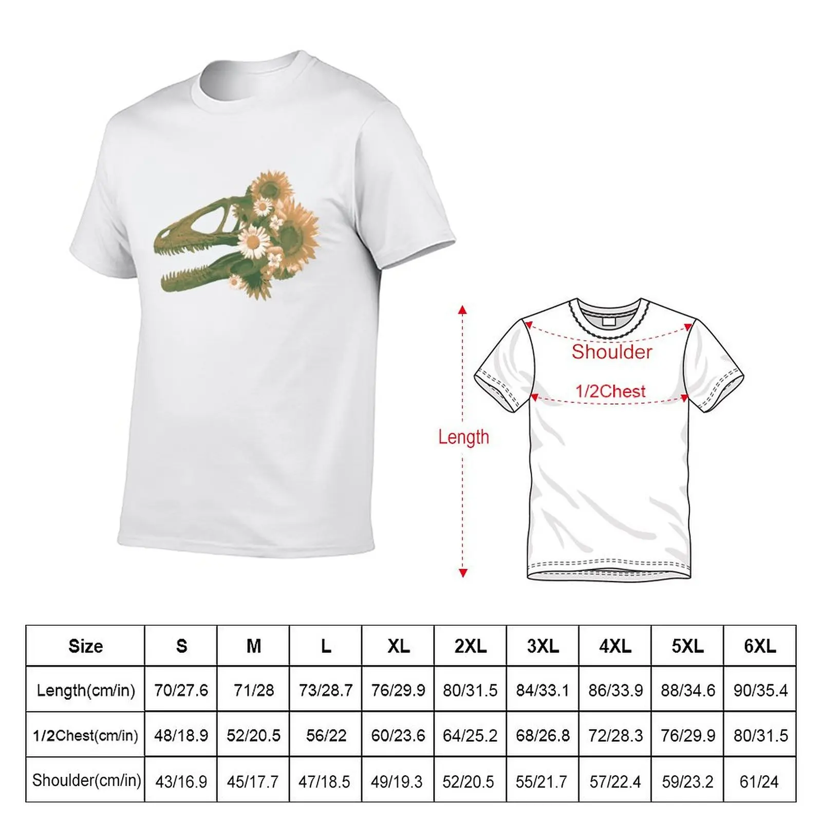 Floral Velociraptor T-Shirt Big and Tall Solid Color T-Shirt