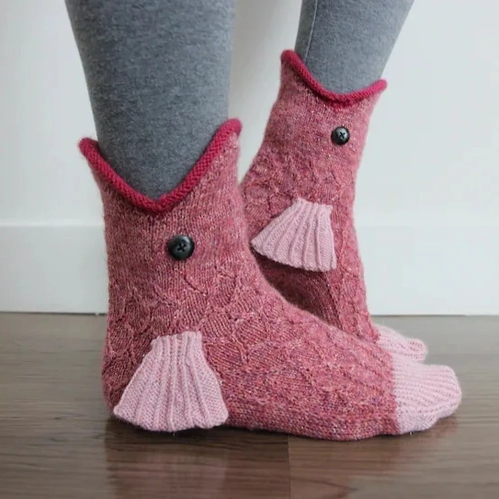 

Shark Soft Crocheted Animal Socks Elastic Breathable Knitted Socks Fun Design Creative 3D Floor Socks Stocking Stuffers