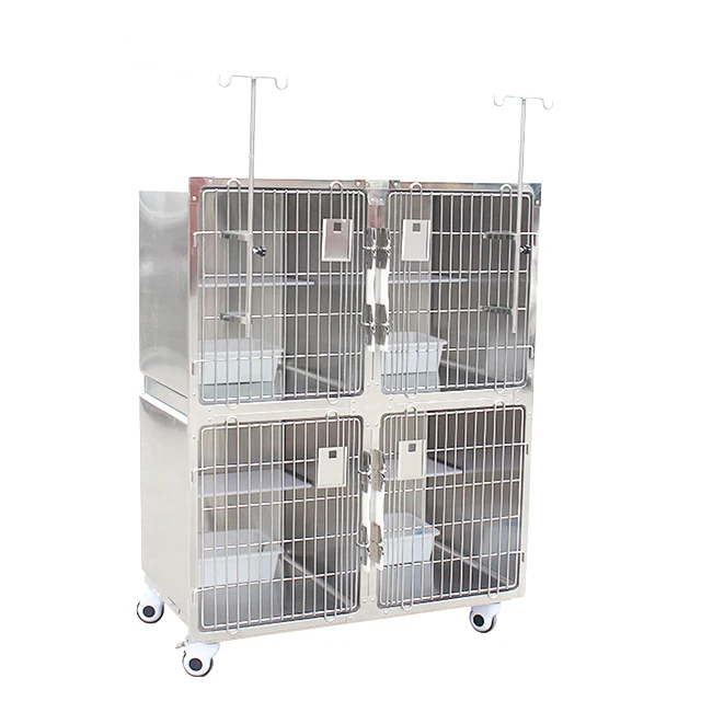 High Quality 4-Door Stainless Steel Veterinary Pet Cage for Dogs for Veterinary Clinics and Cat Owners 3