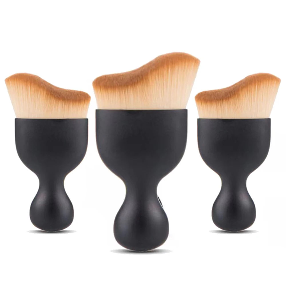 3個入り プロ仕様 ブラック ネイルダスターブラシ ショートハンドル ふわふわ アクリル UVジェル ポリッシュ パウダー除去 ネイルブラシ マニキュア クリーニングツール