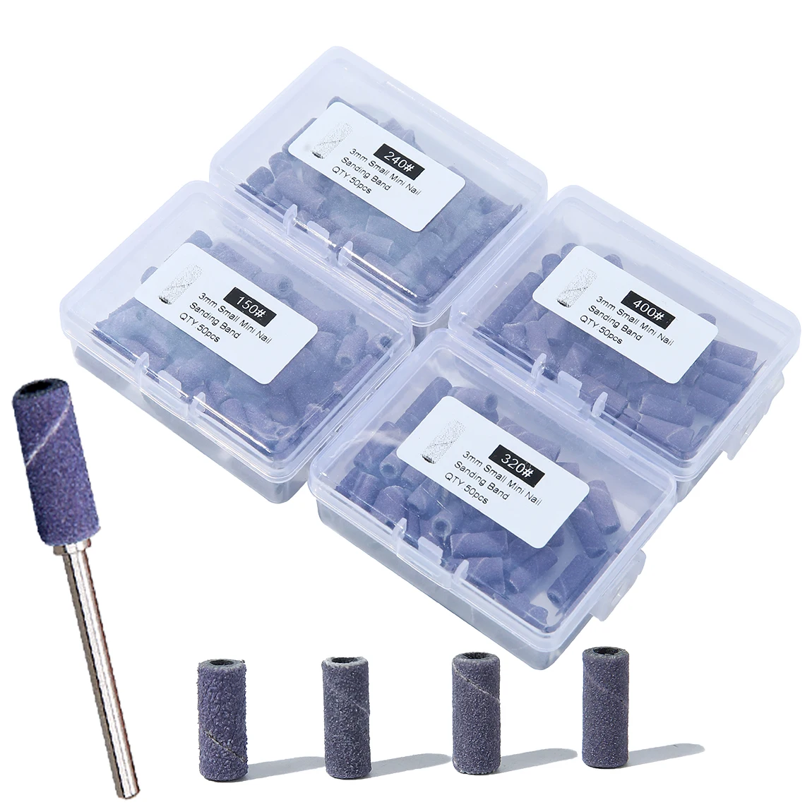50Pcs/Pack 3mm Mini Purple Black Sanding Bands  for Professional Manicure Pedicure Nail Electric Drill Machine Grinding Sand Bit