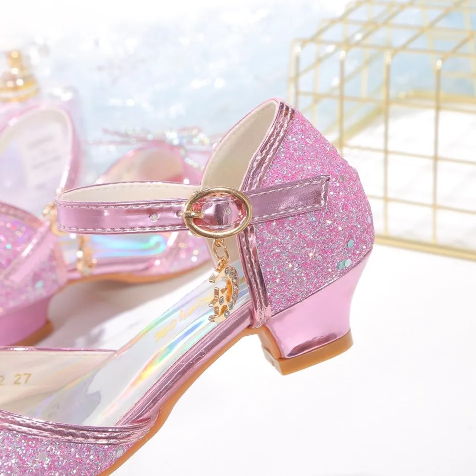 Children Ariel Mermaid Sandals Cinderella Halloween Flats Little Girls Summer Carnival Princess Mary Jane Shoes Glitter Shoes