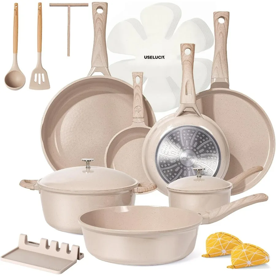 

Набор кастрюль и сковородок из 21 предметов с алюминиевой крышкой, наборы посуды из Ti-керамики с антипригарным покрытием, набор для приготовления пищи с индукционной посудой с антипригарным покрытием и жаровкой